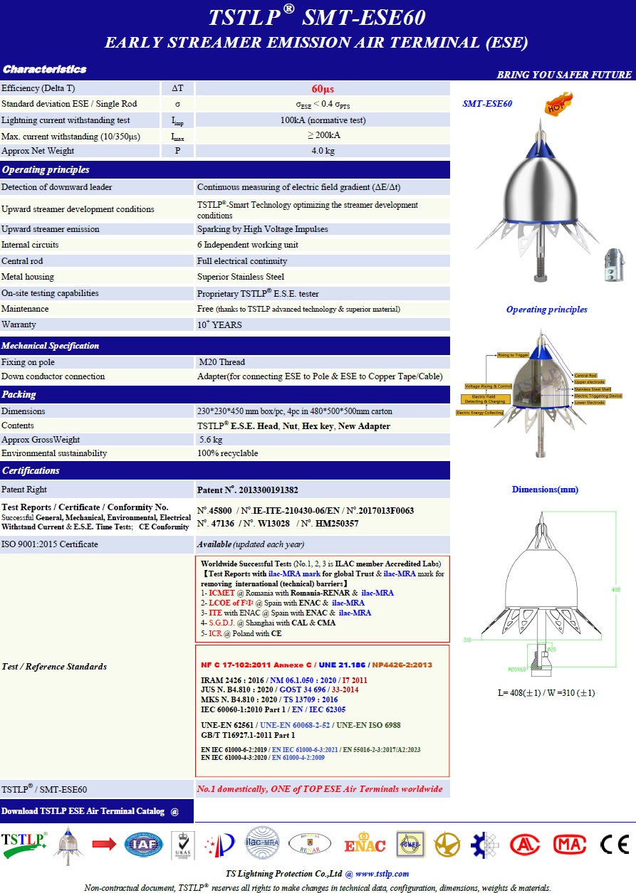 Активный молниеприемник TSTLP SMT-ESE60